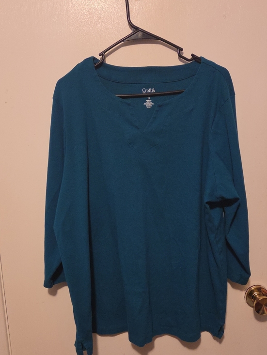 croft & barrow Tops - croft & barrow Teal Crew Neck Long Sleeve Top
